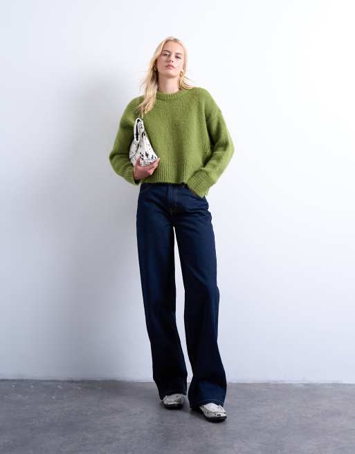 Topshop Tall Cinch low rise relaxed jeans in raw look indigo, 5 of 7