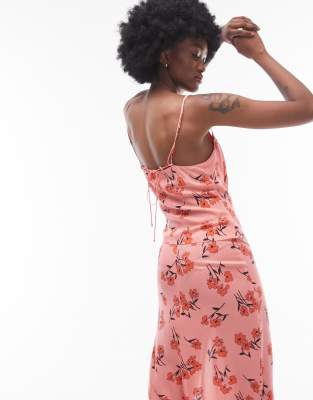 Topshop Tall Topshop Tall co-ord cherry blossom cowl strappy cami in pink
