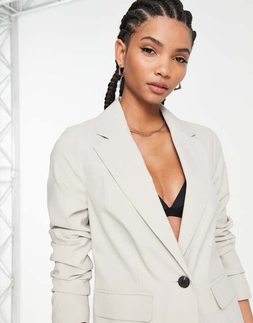 Fitted grey outlet blazer womens