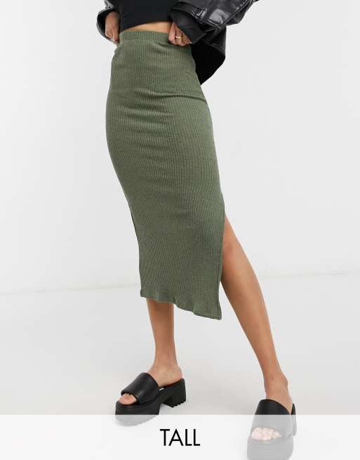 Khaki green 2024 midi skirt