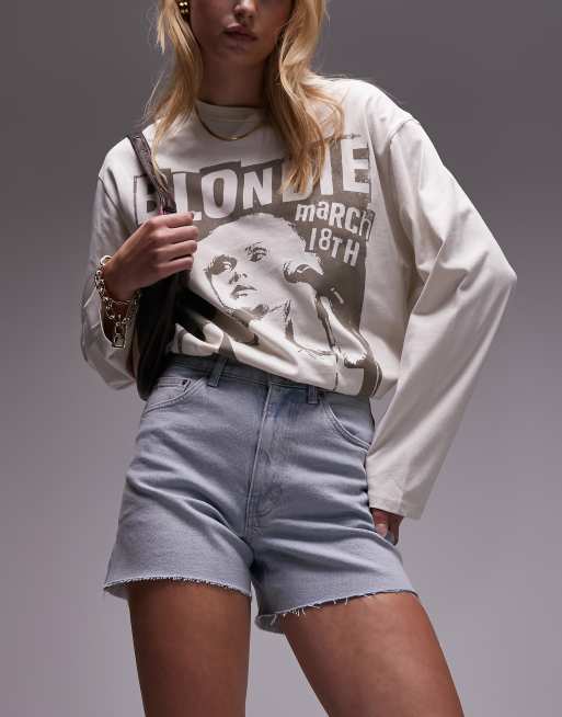 Topshop Tall comfort stretch denim shorts in bleach