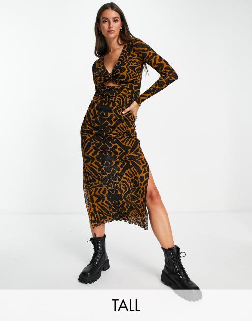 Topshop animal print midi on sale dress