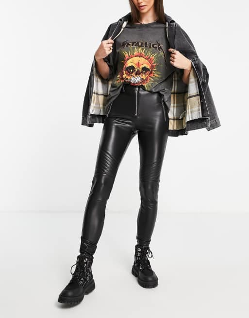 Topshop Tall – Czarne spodnie z imitacji skóry, 4 z 4