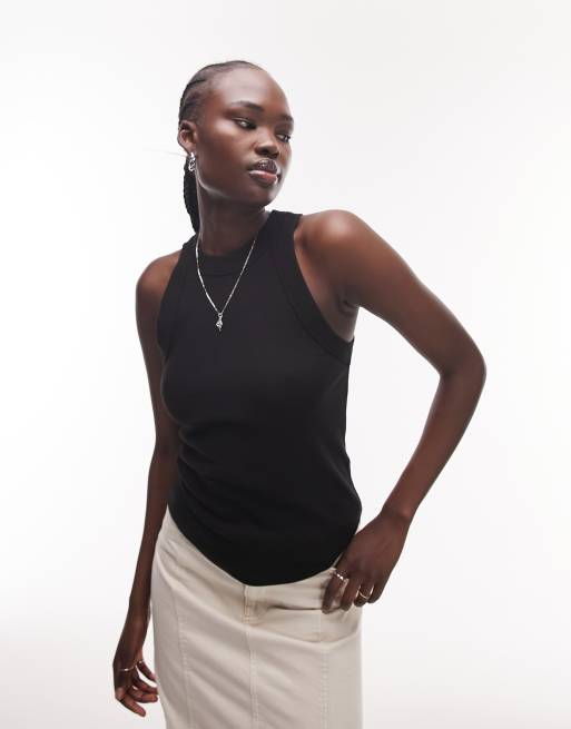 Topshop Tall – Czarny podkoszulek o fasonie bokserki