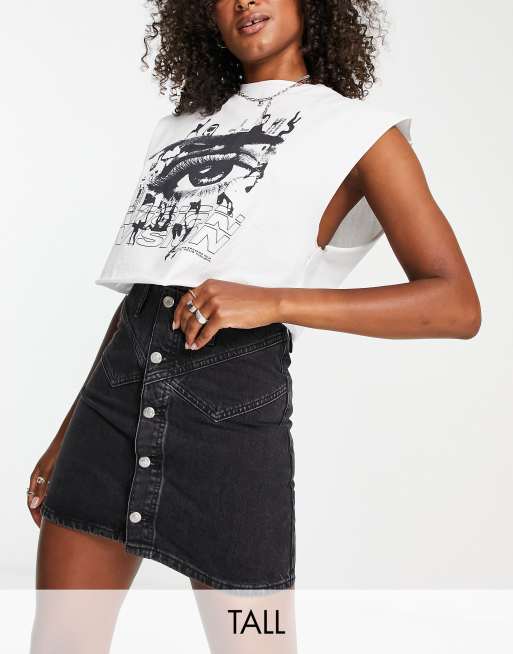 Black denim 2025 skirt tall