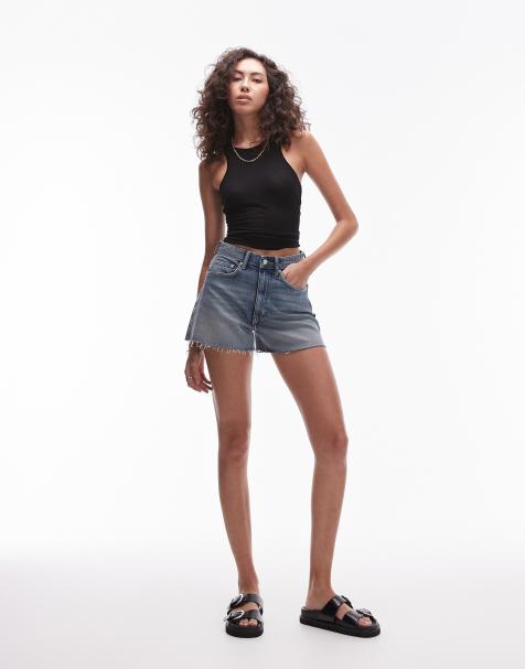 Topshop Tall denim comfort stretch short in bleach - view 1