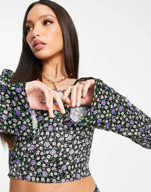 Topshop floral crop top top
