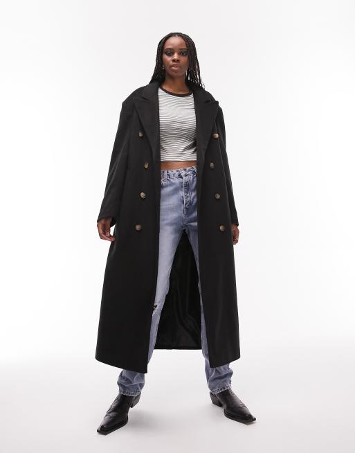 Topshop Tall dressy oversized coat in black