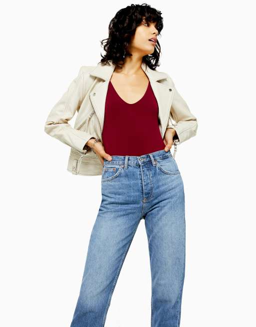 Topshop Tall – Editor – Niebieskie jeansy z efektem sprania, 3 z 4