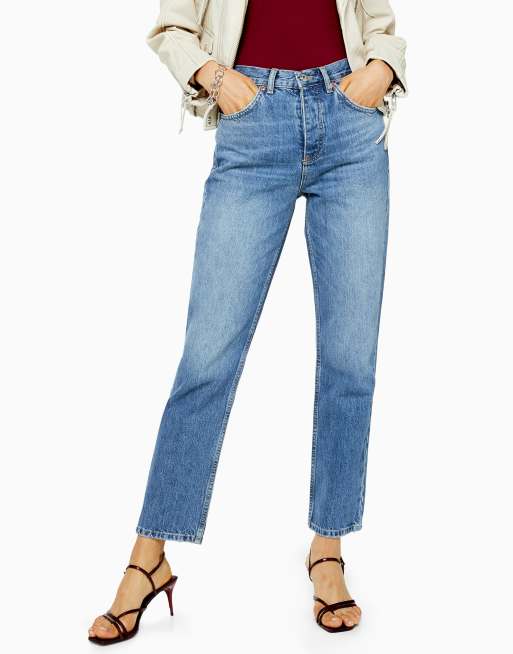 Topshop Tall – Editor – Niebieskie jeansy z efektem sprania, 4 z 4