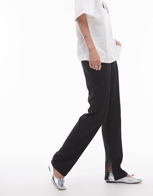 Topshop Tall - Eenvoudige broek met split in zwart, 5 van 5