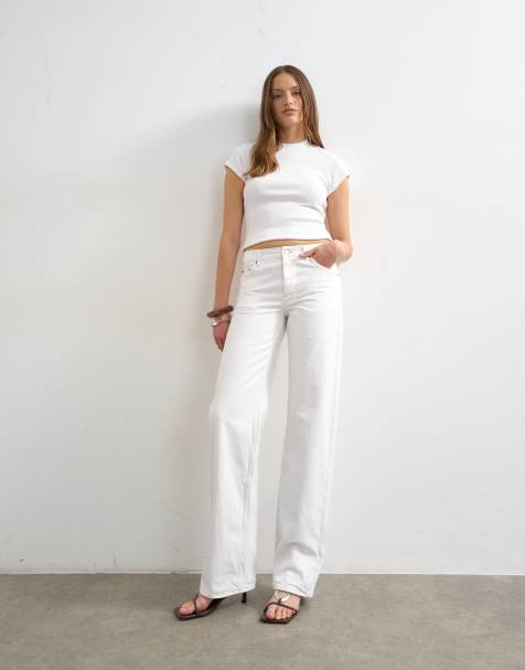 Topshop Tall – Ember – Białe jeansy o prostym kroju z obniżonym stanem - view 1