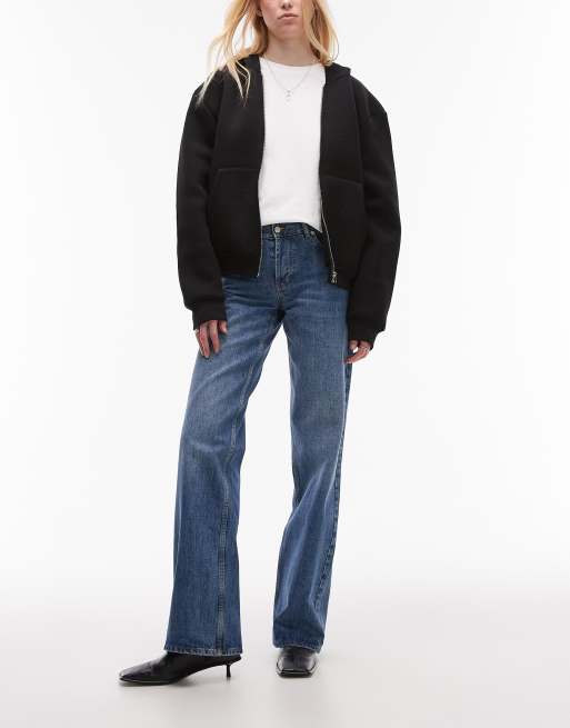 Topshop Tall - Ember - Jeans a vita bassa e fondo ampio blu medio