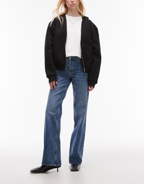 Topshop Tall – Ember – Jeans in Mittelblau mit geradem Schnitt und niedrigem Bund - view 1