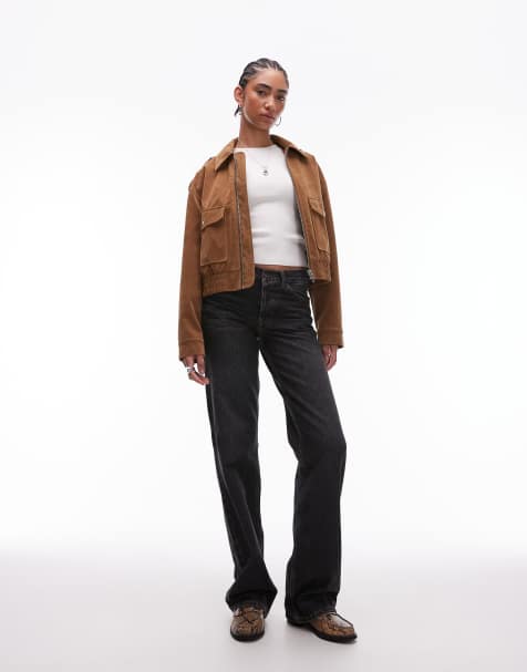 Topshop Tall – Ember – Jeans in verwaschenem Schwarz mit niedrigem Bund und weitem Bein - view 1