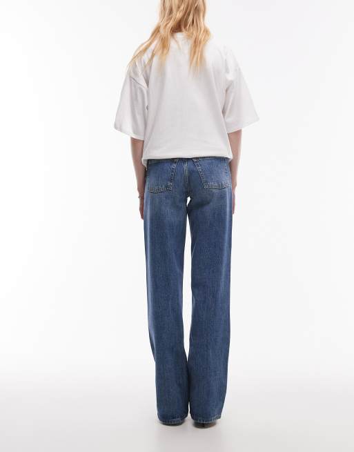 Topshop Tall low rise Ember jeans in mid blue
