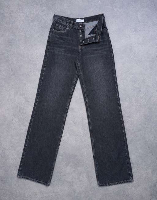 Topshop Tall Ember low rise straight leg jeans in washed black, 6 of 7