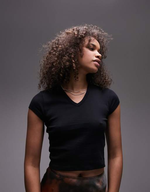 black cropped t shirt topshop
