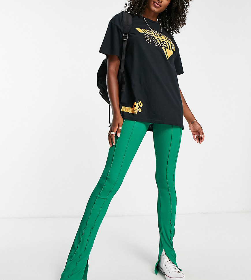 topshop tall exposed seam skinny flare in green