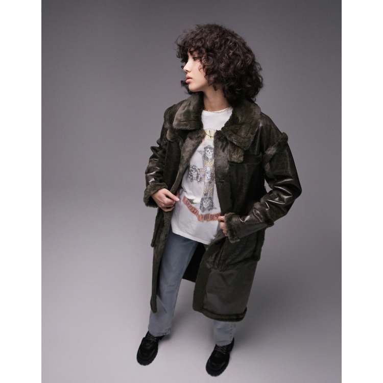 Olive faux fur outlet jacket