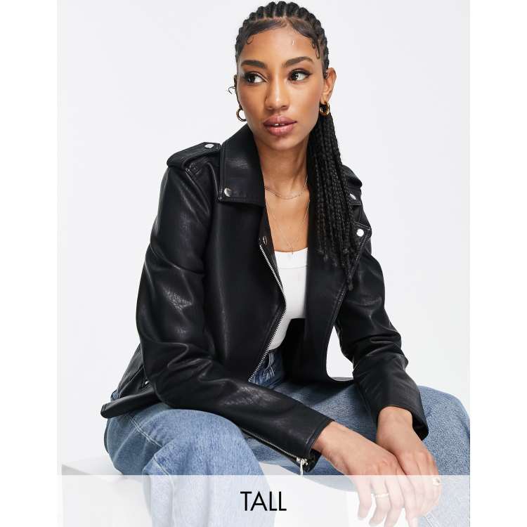 Tall leather shop biker jacket