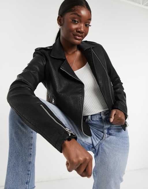 Topshop + Fred Faux Leather Biker Jacket