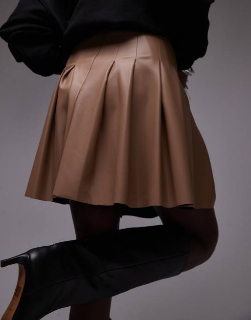 Pleated leather mini skirt topshop best sale