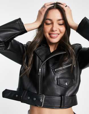 Sleeveless leather hot sale jacket topshop