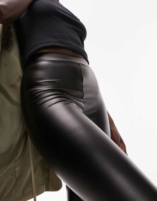 Topshop leather look legging in black