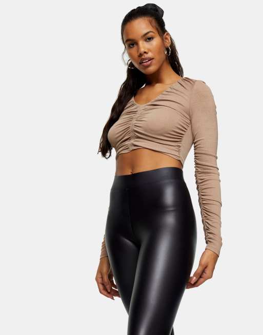 Leather shop leggings long