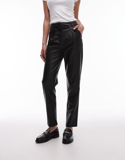 Topshop Tall faux leather peg pants in black, 3 of 5