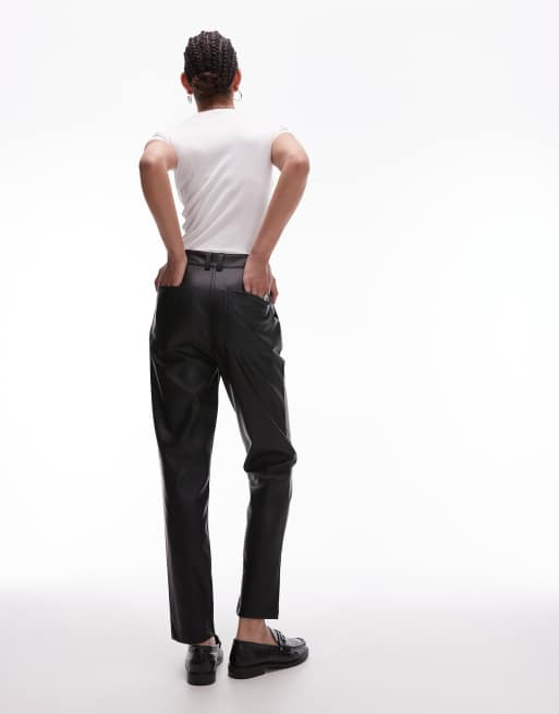 Topshop Tall faux leather peg pants in black, 5 of 5