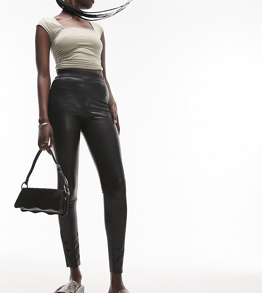 faux leather skinny fit pants in black