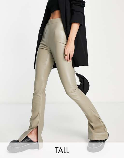 Zara FAUX LEATHER FLARED PANTS