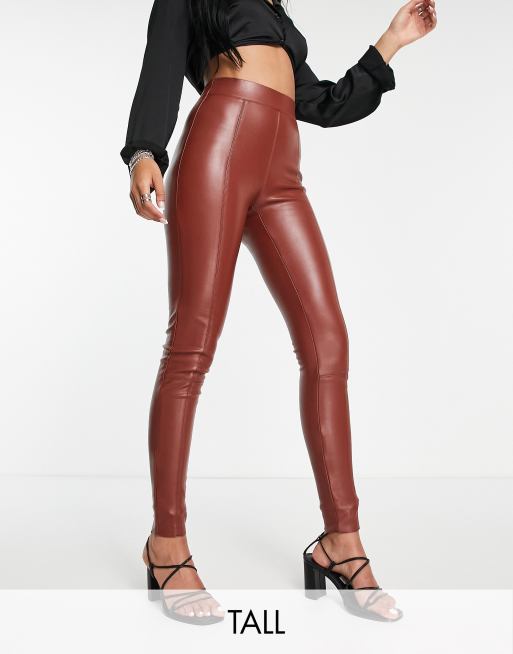 FAUX LEATHER TROUSERS - Dark red