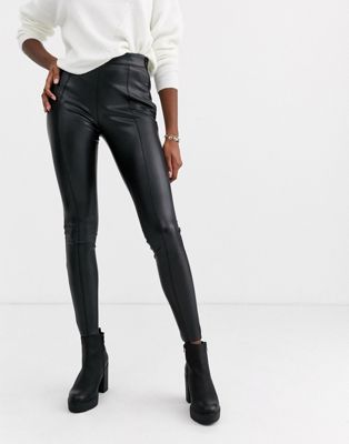 Topshop Tall faux leather trousers in 