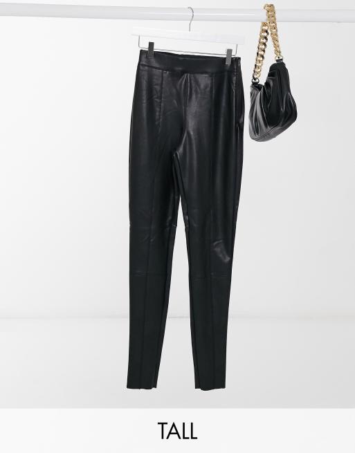 Tall faux leather trousers in black ASOS