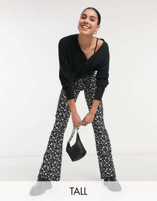 black and white flared trousers