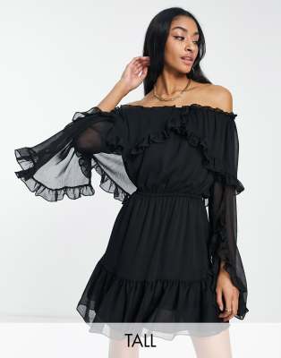 Topshop black sale bardot dress