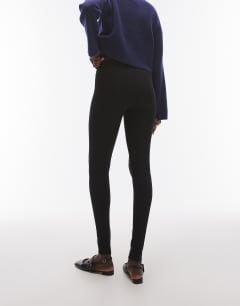 Model wearing Tall full length heavy weight legging in black
