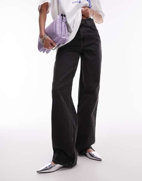 Topshop Tall – Gilmore – Czarne jeansy o fasonie boyfriend z niskim stanem i efektem sprania - view 1