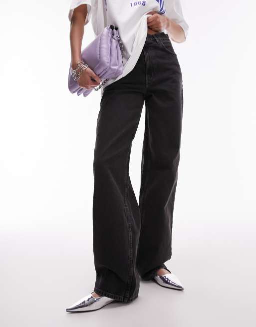 Topshop Tall – Gilmore – Czarne jeansy o fasonie boyfriend z niskim stanem i efektem sprania