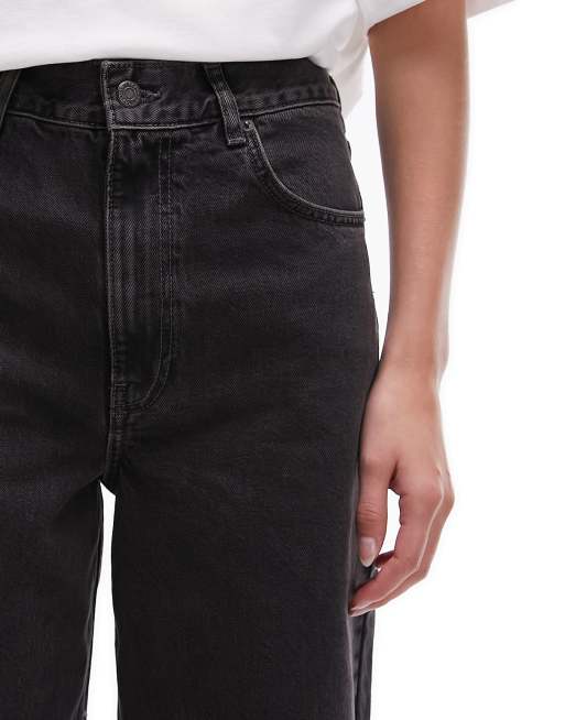 Topshop Tall Gilmore low slung boyfriend jeans in washed black, 3 of 5