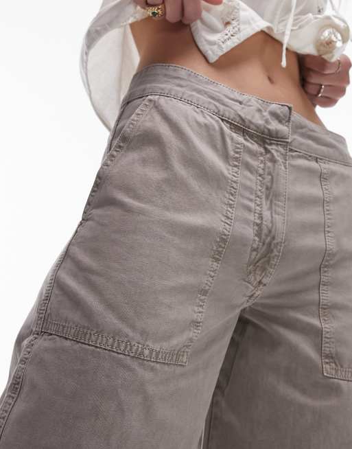 Topshop Tall – Gråbruna, urtvättade raka byxor med låg midja , 5 av 5