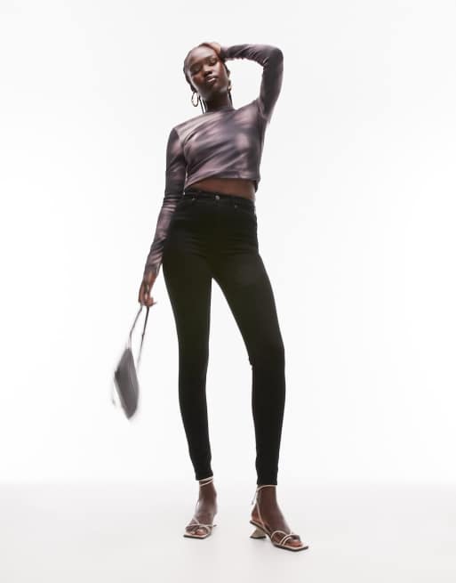 Topshop Tall high rise Jamie jeans in black