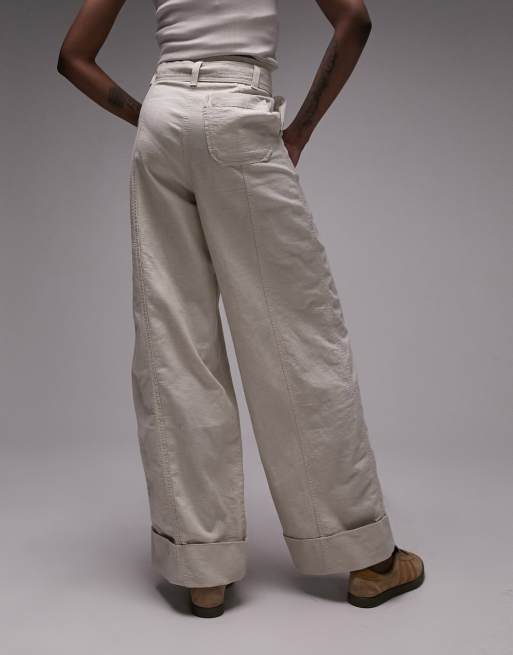 Denim Belted Wide Leg Trousers