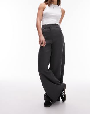 Topshop Tall Topshop Tall high waist flood length trouser in black