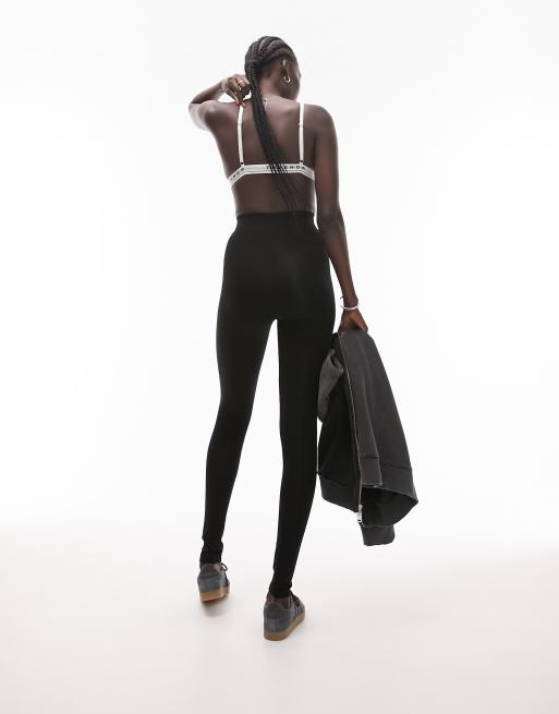 Topshop Tall high waist leggings in black, 3 of 4