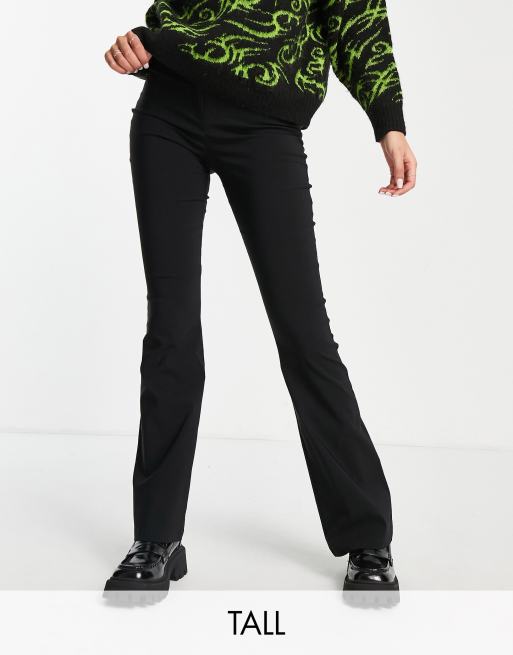 Topshop Tall high waisted bengaline flared pants in black