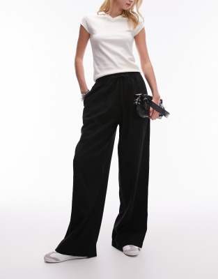 Topshop Tall - Hose aus schwarzem Leinenmix mit Ballon-Schnitt